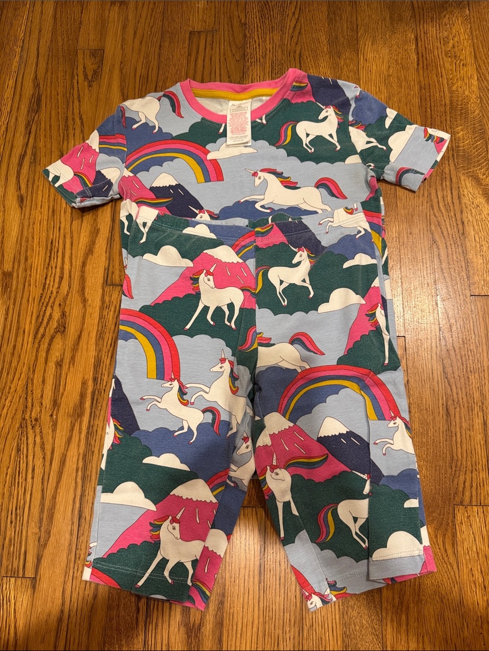 Mini Boden Pink Yellow Teal Cloud Print Top